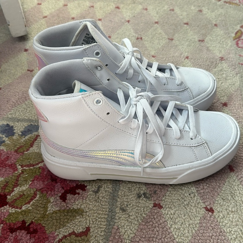 Puma mid height pearlescent platform sneakers